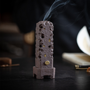 禅意线香炉带盖家用室内陶瓷复古香插香座香托创意香薰炉香道摆件