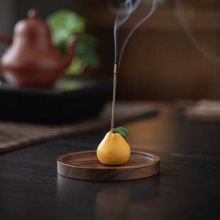 创意陶瓷小柚子线香插座禅意茶室桌面香薰炉立香香炉 保佑平安