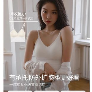运动美背心裹胸薄款 无钢圈内衣女文胸抹胸胸罩吊带小胸聚拢