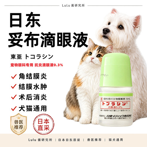 日本日东妥布宠物滴眼液0.3%角膜炎用滴眼液猫咪狗狗结膜炎水肿