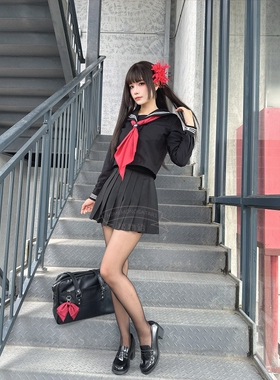 姬物语正版狗短36cm正统jk制服三本襟水手服原创不良少女辣妹套装