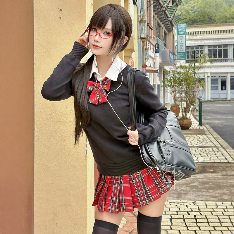 姬物语JK制服裙正版格裙狗短高腰百褶裙女弹力收腰衬衫套装原创