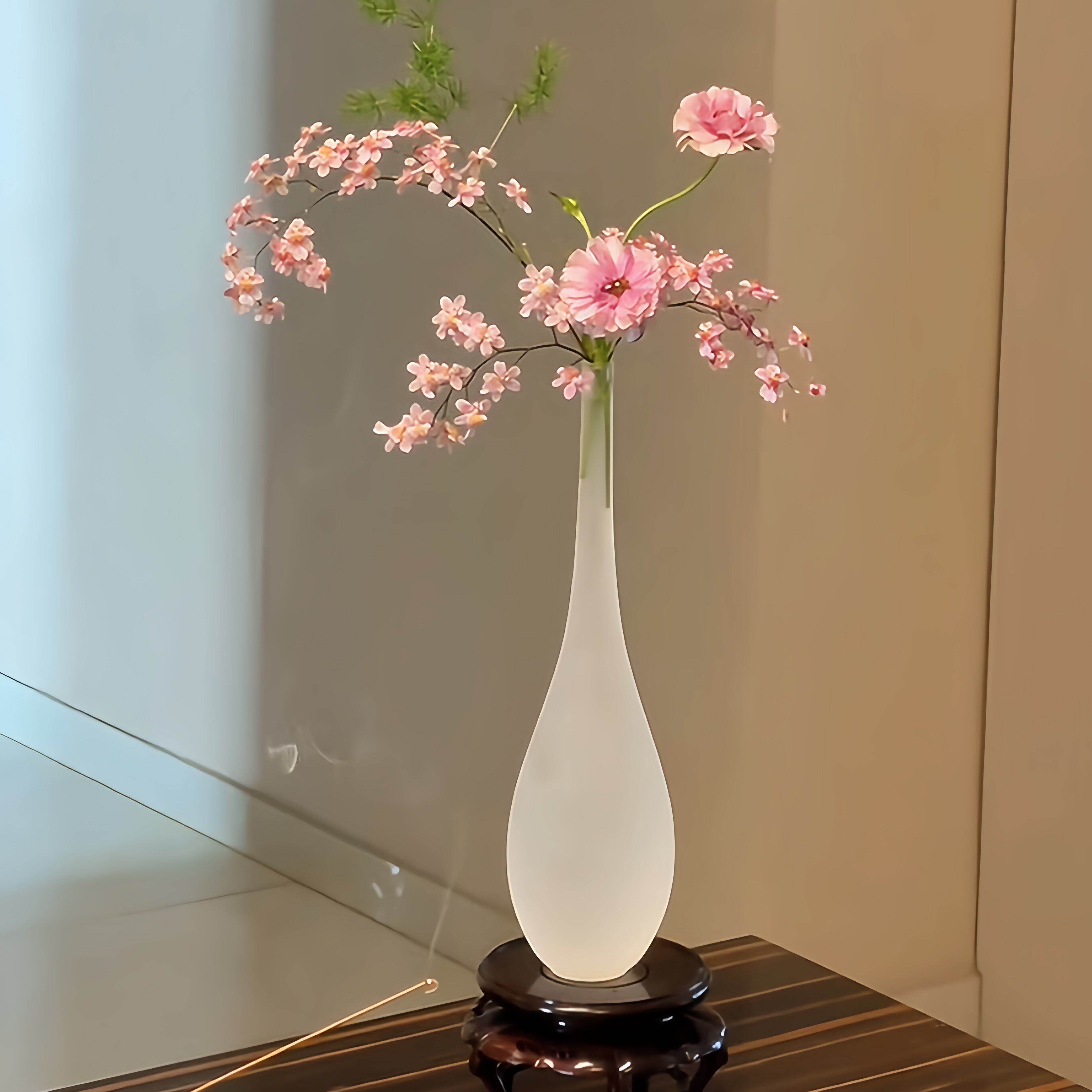 禅意宋代美学花瓶玉净瓶清冷感客厅插一枝花的花瓶透明水养观音瓶