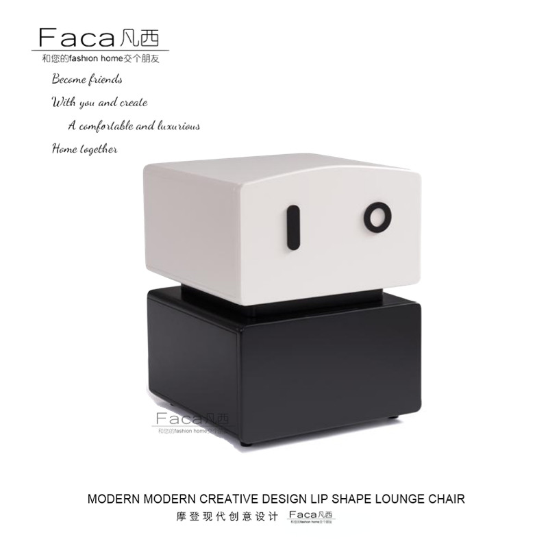 FACA现代简约黑白方形储物床头柜图片