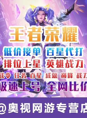 王者荣耀代练陪练陪玩上分排位巅峰赛省标大小国标超高效率通天代