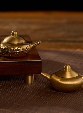 把把壶黄铜龙凤壶中式进宝壶山水壶工艺品摆件纯黄铜茶壶
