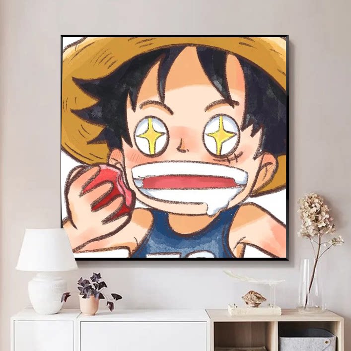 数字油画diy油彩画海贼王填色治愈手工定制动漫填充装饰画画路飞
