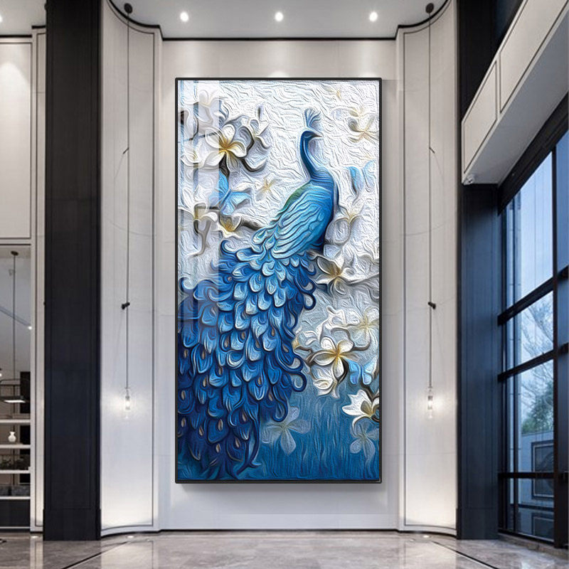 diy数字油彩画蓝孔雀油画填色小尺寸治愈手工填充画画数学装饰画