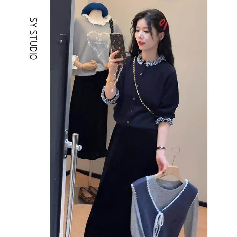 MONLOUVE巨好看的早秋一整套高级感轻熟风气质绝美上衣开叉半身裙