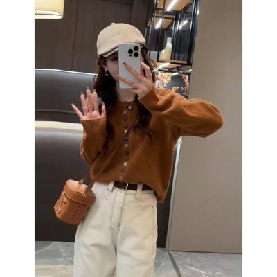 MONLOUVE时髦精穿搭套装秋季2025新款慵懒风软糯针织毛衣牛仔阔腿