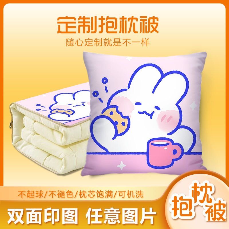 抱枕定制diy来图定做双面logo可印照片靠垫车载抱枕被子两用靠枕图片