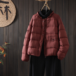 文艺范时尚木耳领90绒羽绒服女简约2025冬季新款百搭显瘦保暖外套