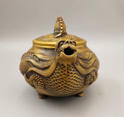 仿古铜器老货旧货老物件纯铜龙壶 茶壶 茶具家居装饰礼品古玩收藏
