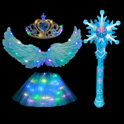儿童冰雪奇缘皇冠魔法棒套装艾莎公主女孩发箍配饰女发光生日礼物