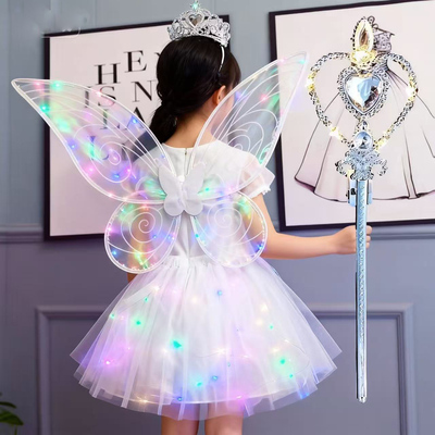 发光蝴蝶精灵翅膀cosplay道具圣诞节万圣节表演服装女孩生日礼物