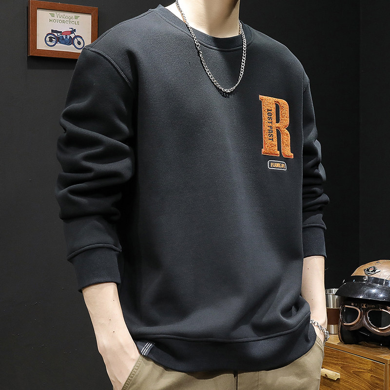 하이 엔드 헤비급 선명한 가벼운 럭셔리 스웨트 셔츠 남성 봄 가을 유행 브랜드 남성 대형 문자 자수 긴팔 탑 남성 의류