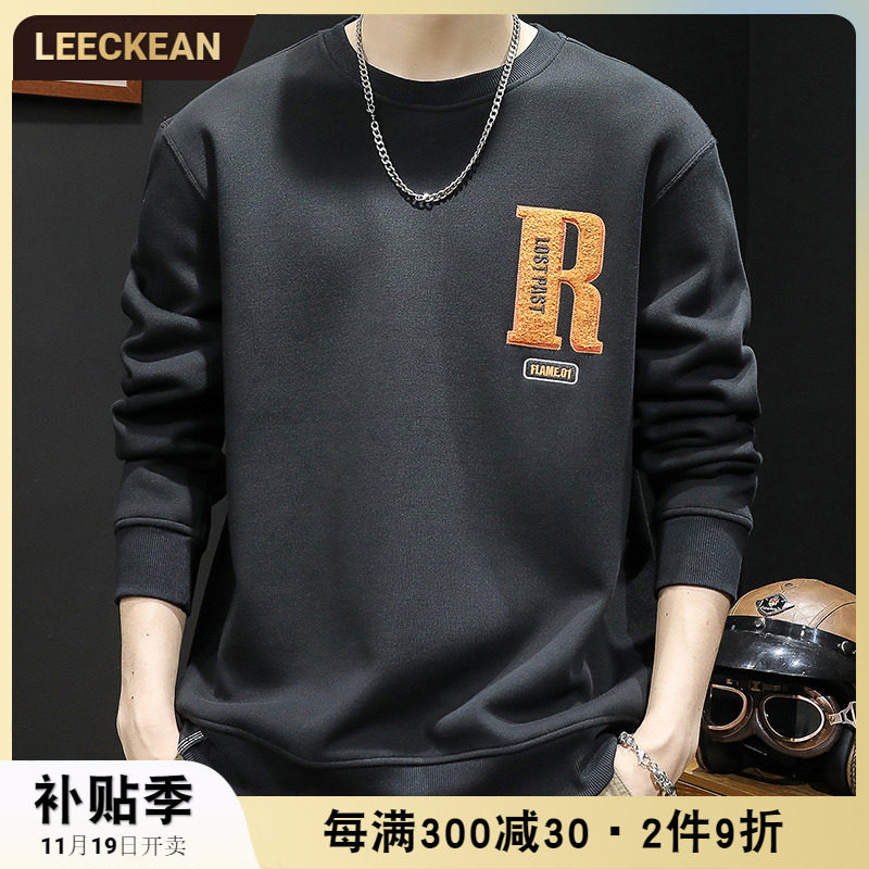 하이 엔드 헤비급 선명한 가벼운 럭셔리 스웨트 셔츠 남성 봄 가을 유행 브랜드 남성 대형 문자 자수 긴팔 탑 남성 의류