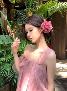 玫瑰日记 花朵一字夹发夹氛围感度假风拍照头花发饰女旅行发卡