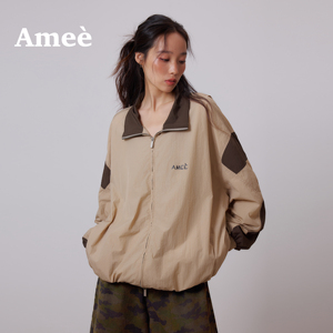 Amee美式复古春夏立领防晒外套街头运动休闲夹克轻盈百搭冲锋衣