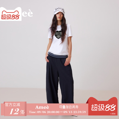amee美式松弛感阔腿牛仔休闲裤