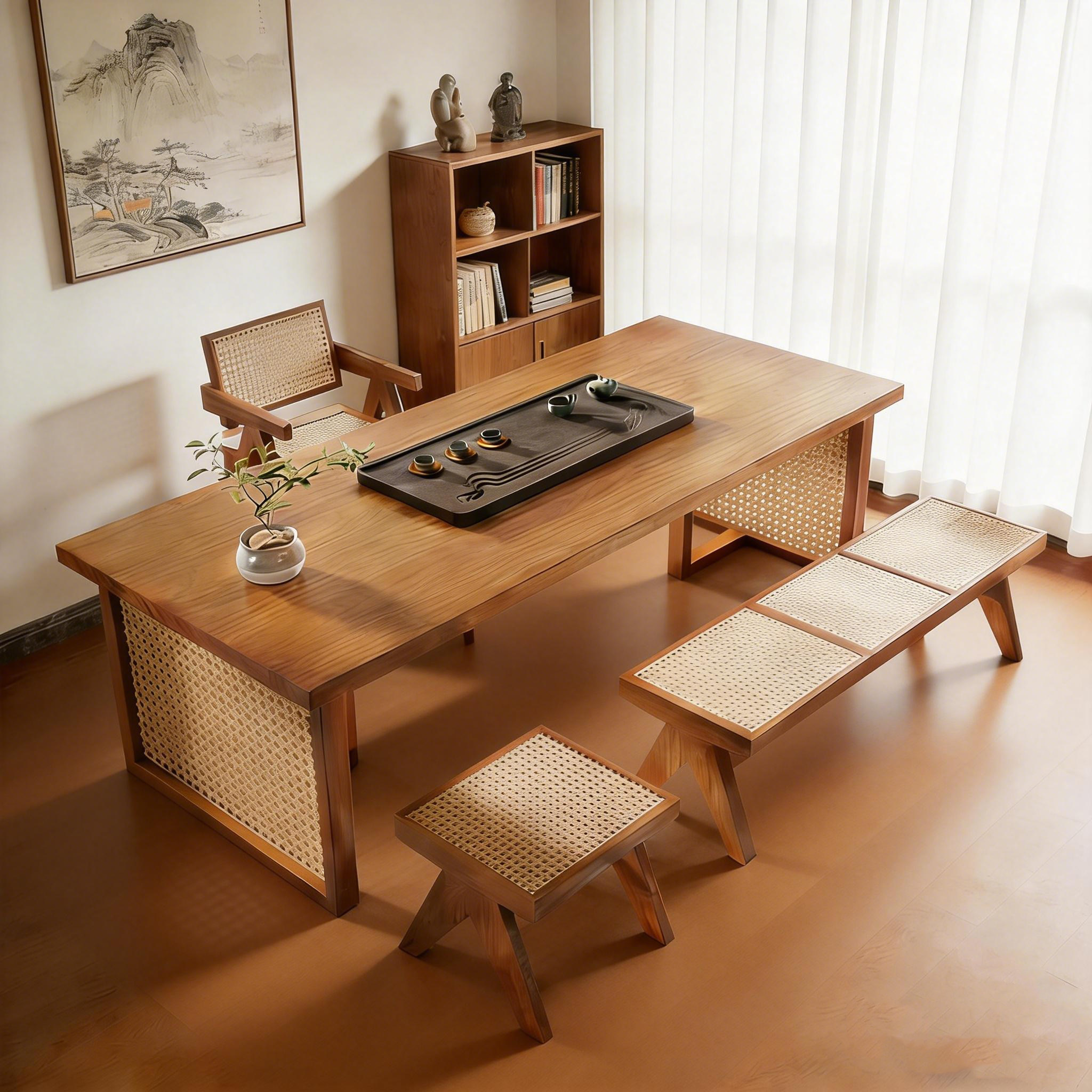 阳台休闲喝茶桌椅组合简约小型茶台实木茶几客厅家用藤编茶桌,住宅家具,家用茶台/茶桌,淘宝优惠券,粉丝福利购,淘宝优惠卷