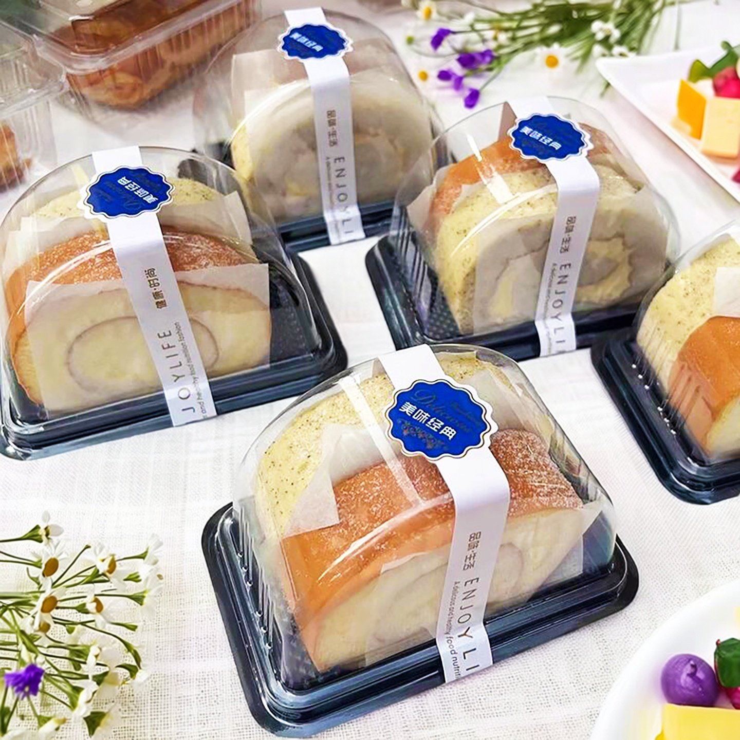 山姆分装盒子蛋糕卷盒点心包装透明瑞士卷一次性烘培半圆虎皮甜品