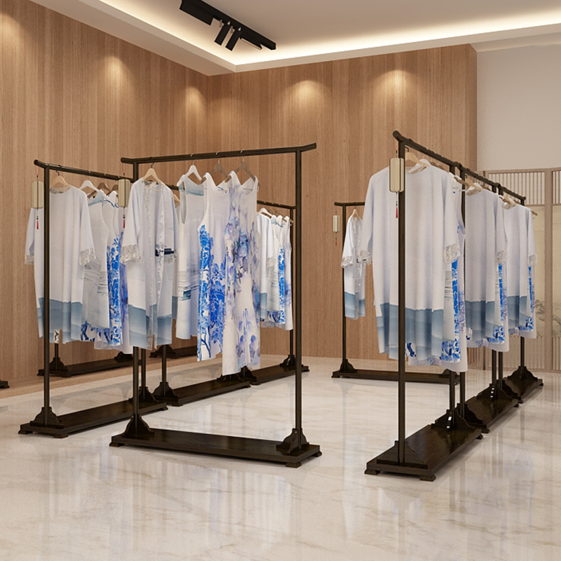 服装店展示架落地实木衣帽架陈列架女装汉服货架中古风商场挂衣架