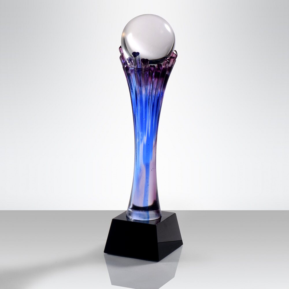 琉璃奖杯定制创意高档玻璃球优秀员工年会颁奖表彰水晶奖牌定做