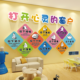 心理咨询室布置装饰挂图心灵驿站健康疗愈空间海报情绪管理文化墙