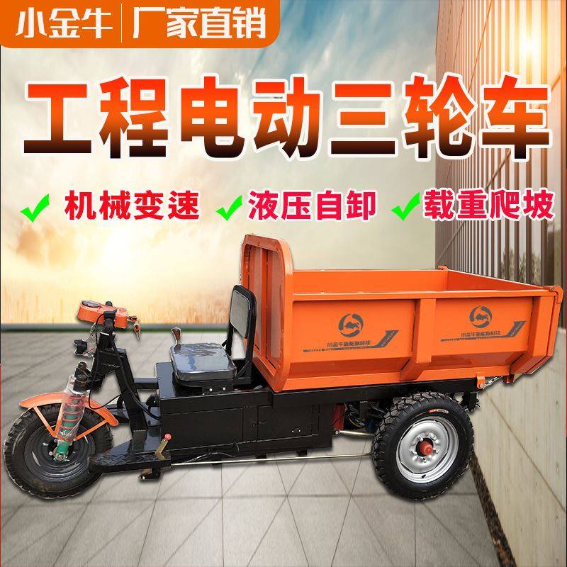 电动工程三轮车液压自卸工地用养殖农用拉货拉砖自卸车翻斗车