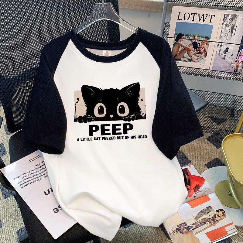 女孩子短袖T恤夏季宽松圆领卡通