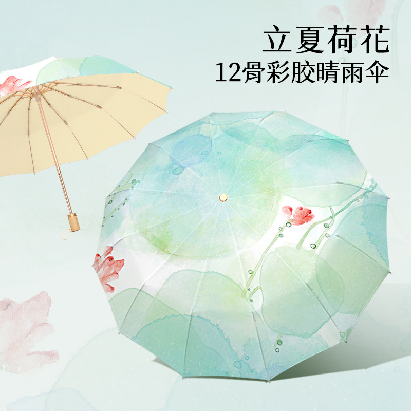 伞晴雨两用女高颜值防晒折叠国风太阳伞大号结实抗风手动加大加厚图片