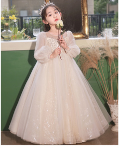 出租高级感儿童晚礼服裙冬款加厚花童女童生日宴公主裙主持人钢琴