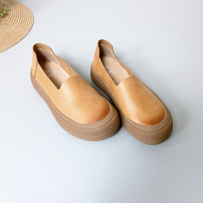 森系复古松糕厚底大码单鞋