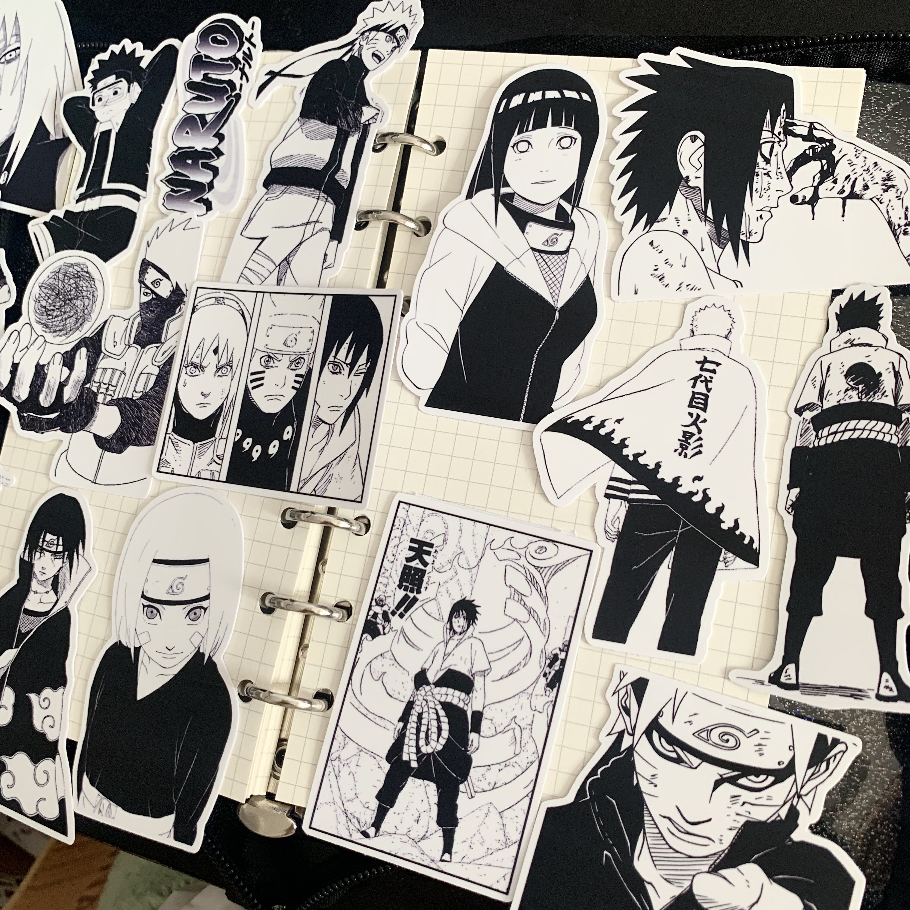 黑白动漫火影贴画防水贴周边装饰贴纸包佐助鸣人鼬漫画贴纸雏田