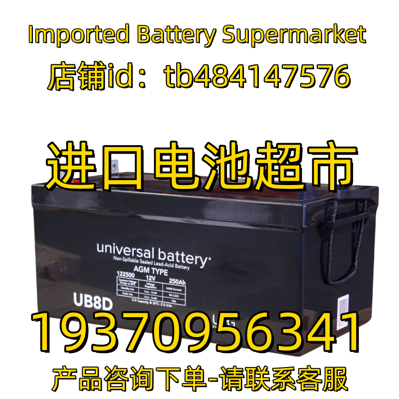 UNIVERSAL BATTERY蓄电池AGM TYPE 122500 12V250AH UB8D应急电池