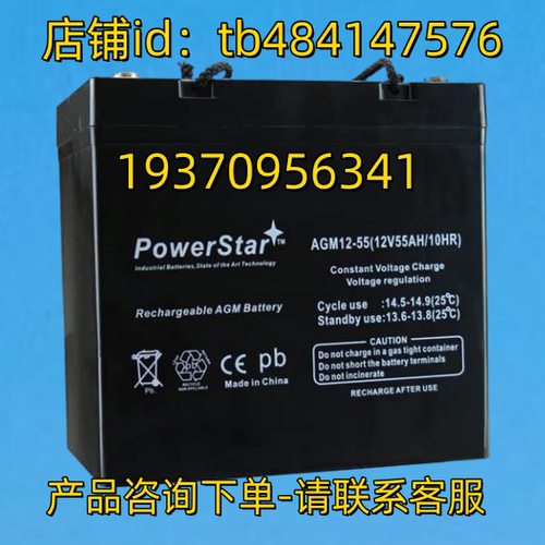 powerstar蓄电池 powerstar AGM12-55 12V55AH/10HR 电池