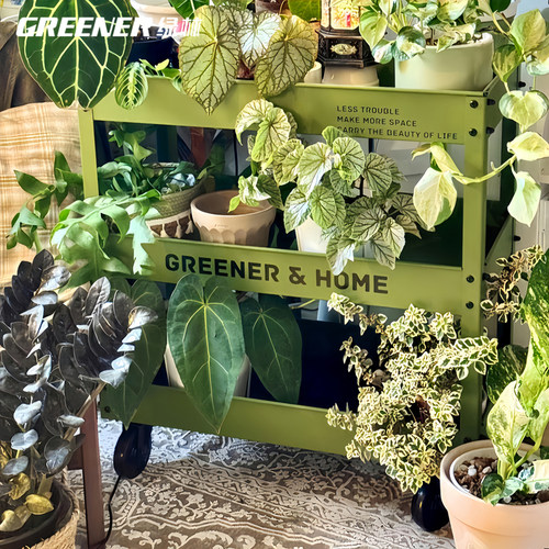 GREENER小推车置物架 绿植花架客厅可移动阳台鱼缸植物架花盆架子