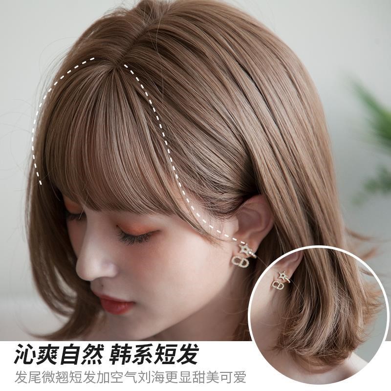 高档假发女网红短发造型蓬松外翻短卷发发色气质自然韩式发型女全
