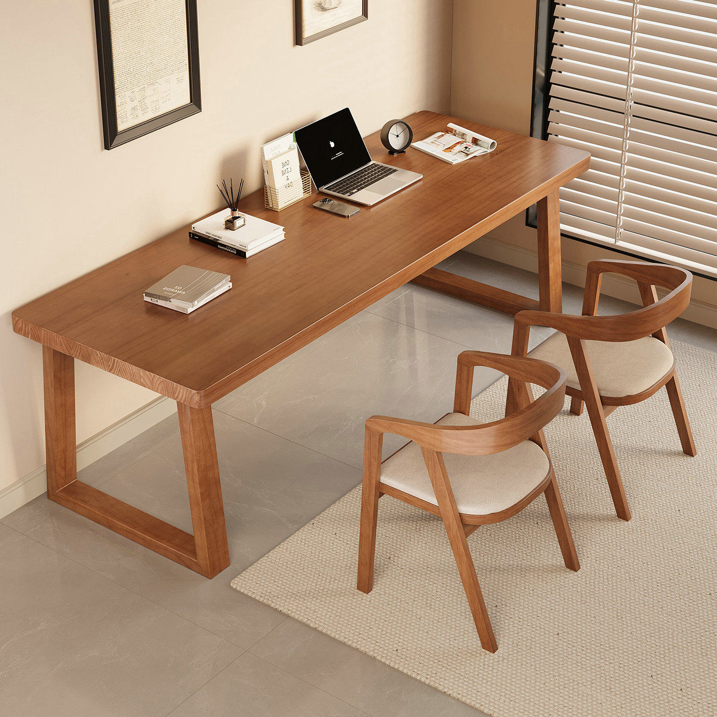 实木电脑桌家用双人书桌写字桌子长条桌靠墙办公桌工作台学习桌子,住宅家具,电脑桌,淘宝优惠券,粉丝福利购,淘宝优惠卷