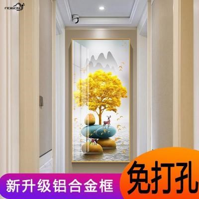 入户门正对墙挂画门口壁画客厅简美轻奢g室内装饰玄幻