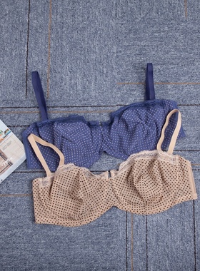 分销代发 钢圈1/2半杯超薄外贸文胸 可爱点点大码内衣70-95BCDEF