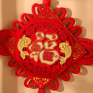厂家批发立体窗花中国结挂件福到我家流苏双炮仗双鱼春节元旦装饰