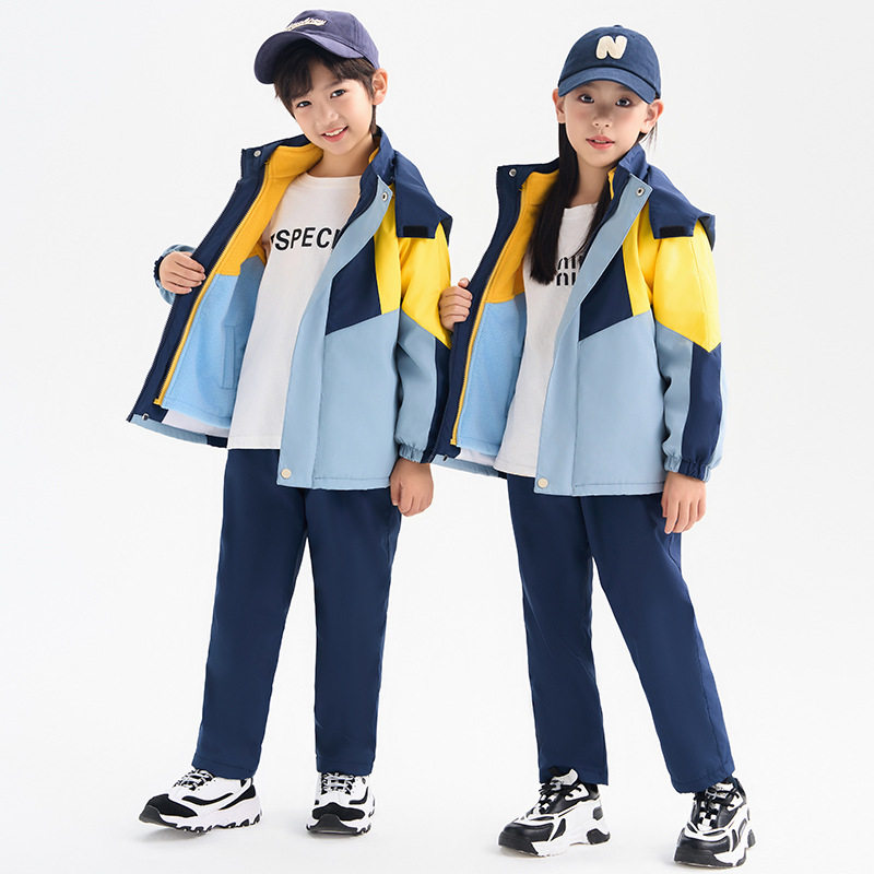 小学生冲锋衣运动套装幼儿园园服一年级班服儿童冬季防风保暖校服