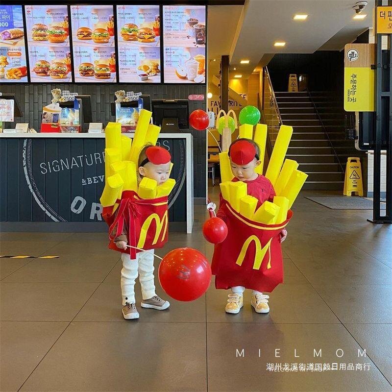 万圣节创意薯条宝宝服装儿童男女童小孩演出服衣服表演服装扮套装