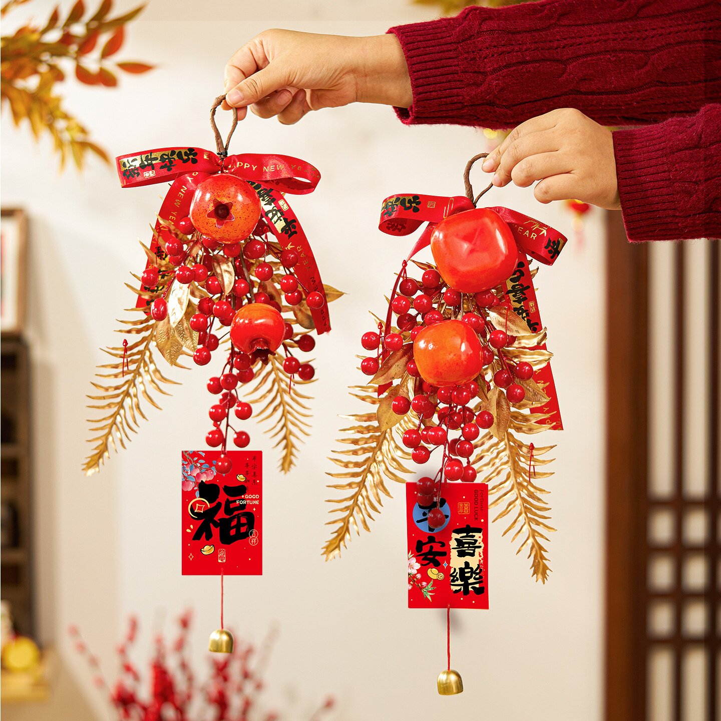 2026年会新年发财果挂件马年新款玄关挂饰春节过年装饰品氛围道具