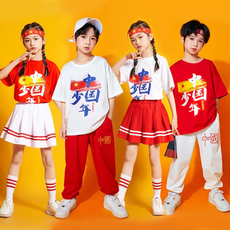 儿童啦啦队舞蹈服男女童啦啦操幼儿运动会服装中小学生演出服短袖
