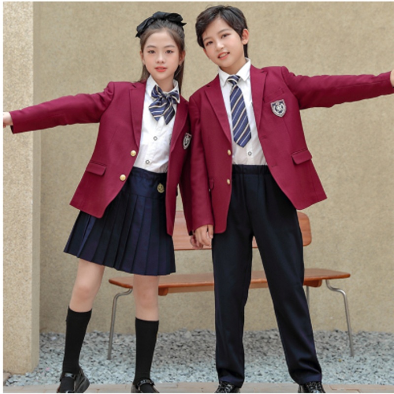 幼儿园园服春秋校服班服学生装中小学生表演服儿童英伦风西服套装
