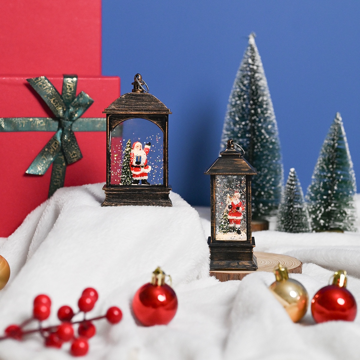 圣诞节装饰品桌面装饰摆件新款礼物注水氛围灯风灯圣诞老人小夜灯