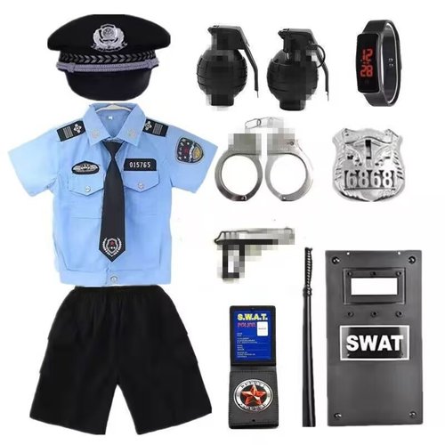 儿童警服警官服玩具套装警察服角色扮演交警演出服交通制服警装备